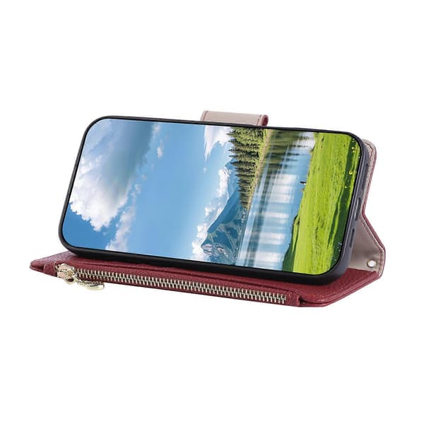 Til iPhone 17 Air Etui Lynlås Pung Læder Telefoncover med Håndledsrem