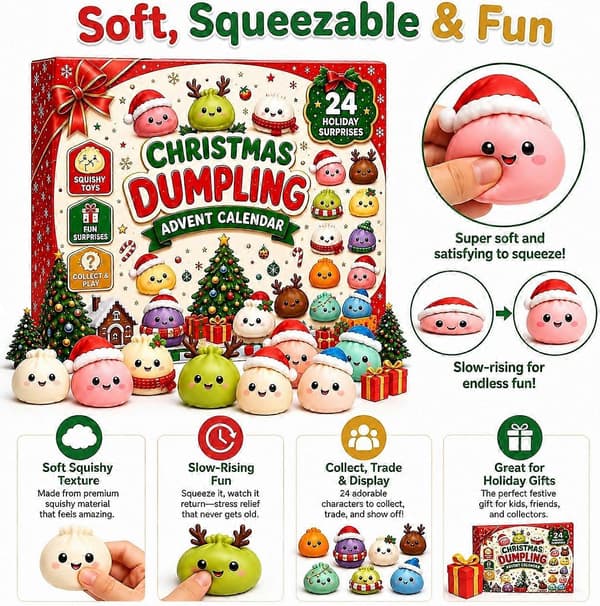 Stress Relief Squishy Legetøj – Jule-dumpling julekalender blind box