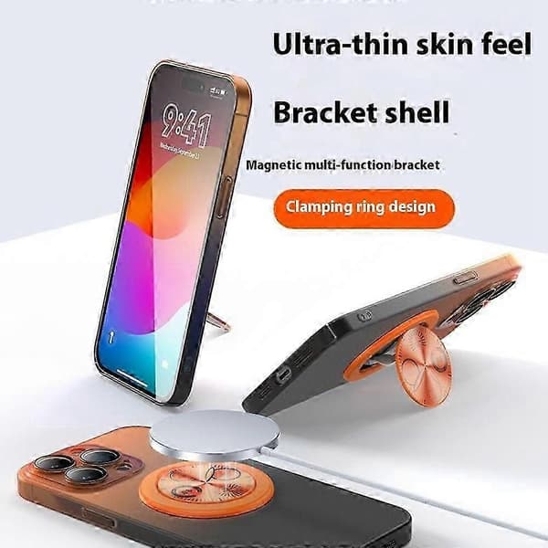 Til iPhone 16 Pro Max Cover med Drejelig Støttefod, Gradientfarve, Hårdt PC Telefoncover - Pink Sort