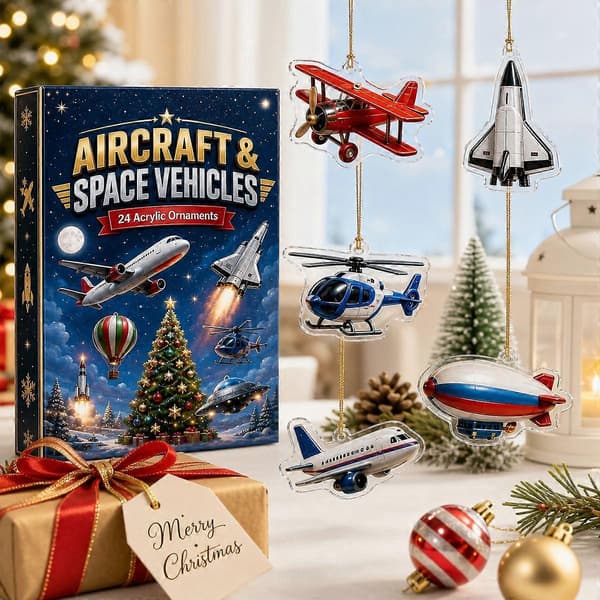 2026 Jule-adventskalender med fly, 24 dagers 2D akryl-fly mini-pynt festgave