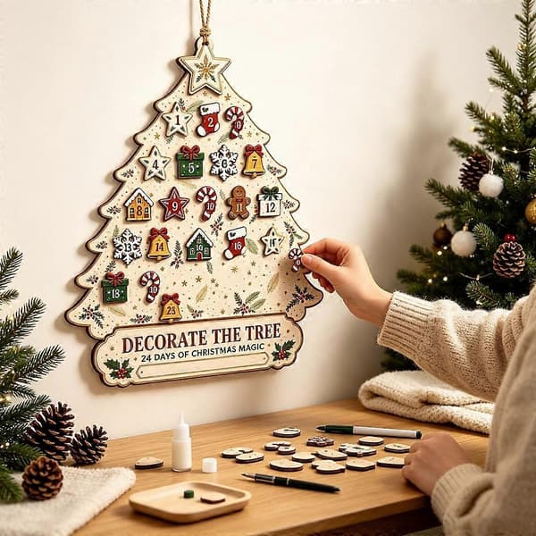 Juletre-adventskalender 24-dagers nedtelling for julepynt i hjemmet