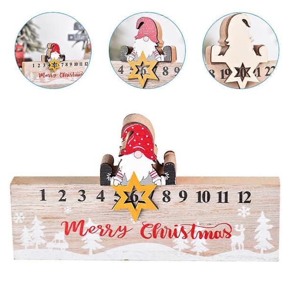 Jule-adventskalender i træ til nedtælling og borddekoration