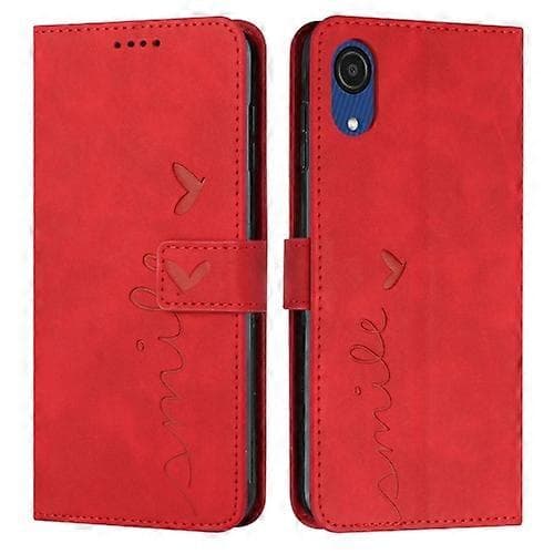 For Samsung Galaxy A03 Core Skin Feel Heart Pattern Leather Phone Case