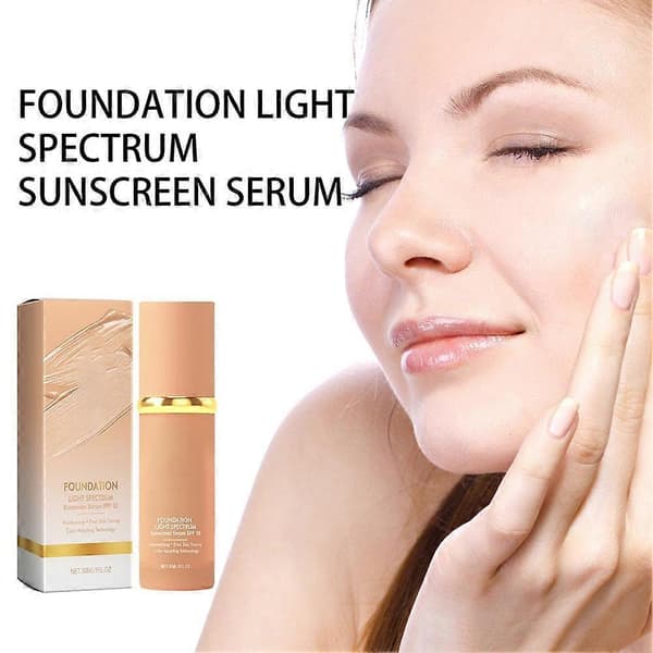Färgskiftande foundation SPF50, full täckning för mogen hud, återfuktande