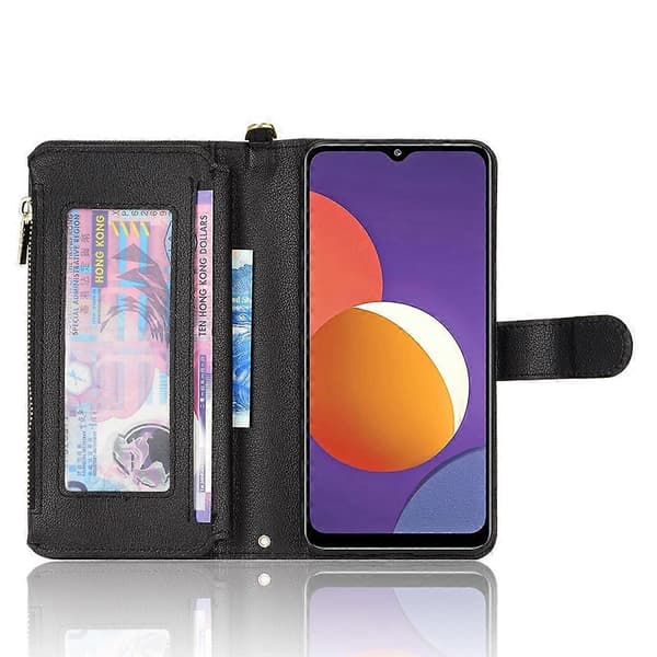 För Samsung Galaxy A12 / M12 Litchi Texture Zipper Läder Phone Case
