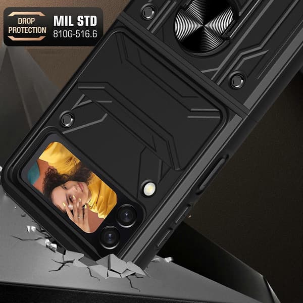 För Samsung Galaxy Z Flip4 Skjutbart Camshield Kortfodral