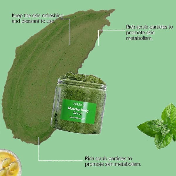 Matcha Grøn Te Havsalt Eksfolierende Krops- og Ansigtspeeling