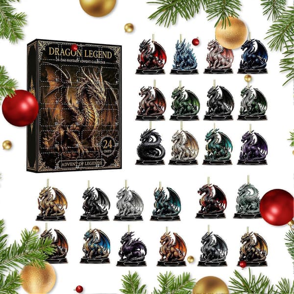 Jule-drage julekalender – 24-dages 2D akryl-drage – til børn og fantasy-elskere
