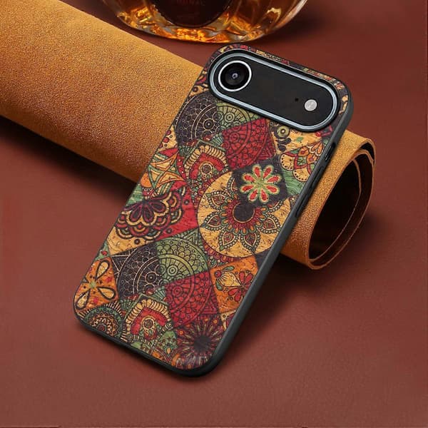 För iPhone 17 Air Fodral Blomtryck PU Läder+PC+TPU Telefonfodral