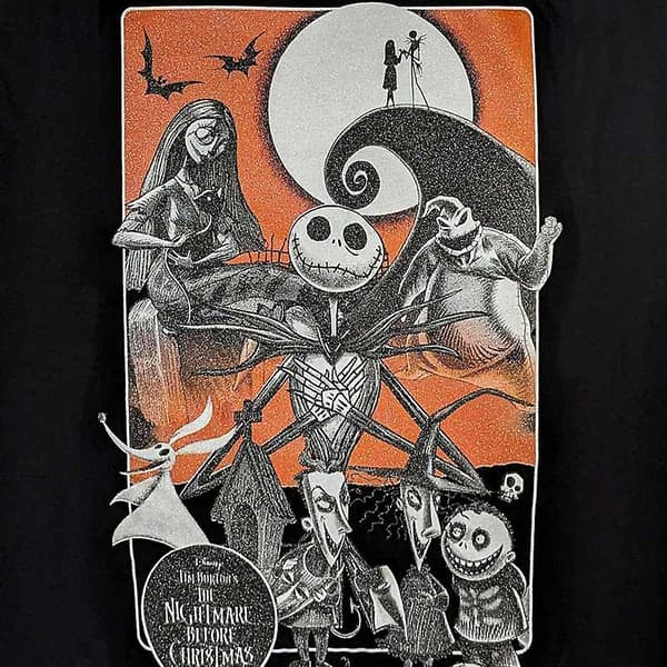 Nightmare Before Christmas T-shirt med dekoreret orange måne