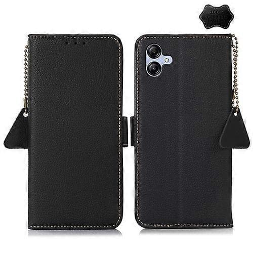 Til Samsung Galaxy A05 Side-Magnetisk TJ Ægte Læder RFID Telefonetui
