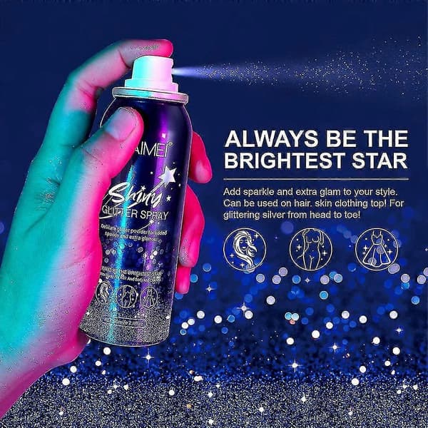 Glittrande Glitterspray 60ml - Snabbtorkande Glitterspray för Kropp, Hår, Kläder