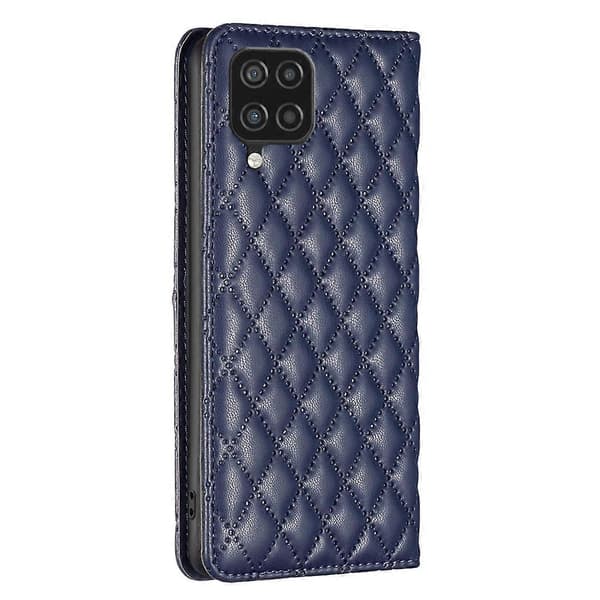 Til Samsung Galaxy A12 Diamond Lattice Magnetisk Læder Flip Telefonetui