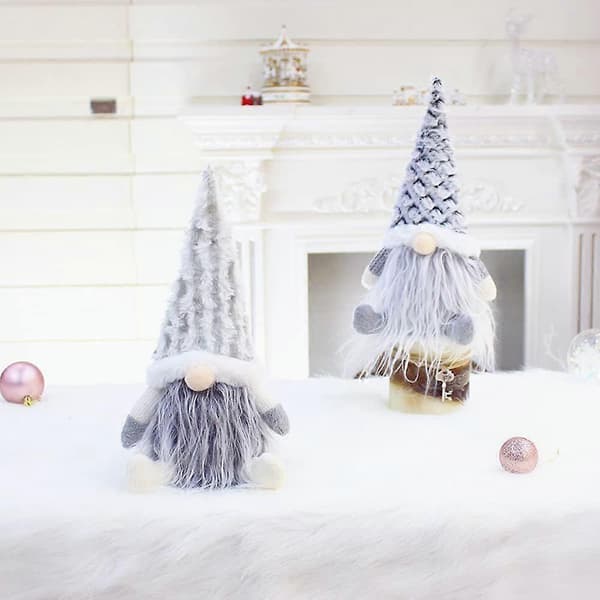 Jul-tomte med utdragbara ben - Stickad plyschdocka