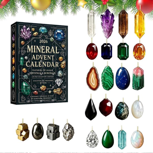 Edelsten-adventskalender, 24-dagers mineral-nedtellingssett til jul