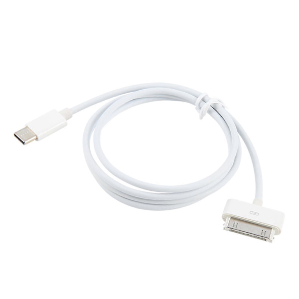 USB C til 30-bens synkroniseringsopladerkabel 1m længde til iPhone iPad iPod dataoverførsel og strøm White