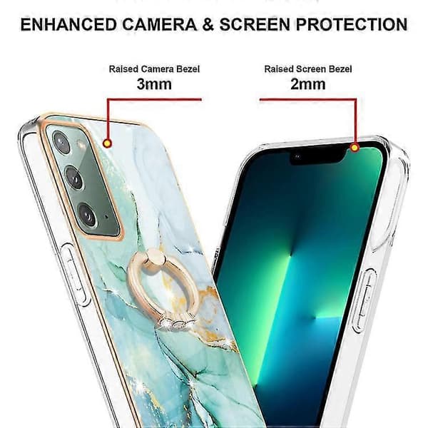 Til Samsung Galaxy Note20 Ultra Galvanisering Marmor Imd Tpu Telefoncover Med Ringholder