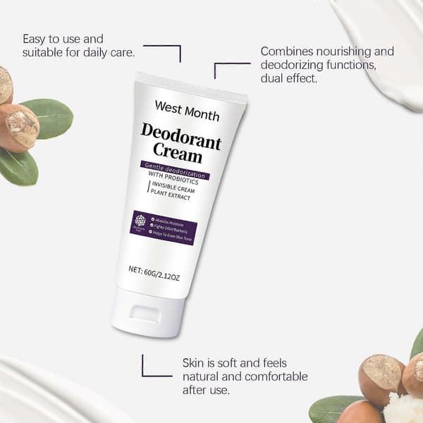 Deodorantcreme, Deodorantcreme til under armene, Deodorant til overalt med probiotika bekæmper lugt og bakterier
