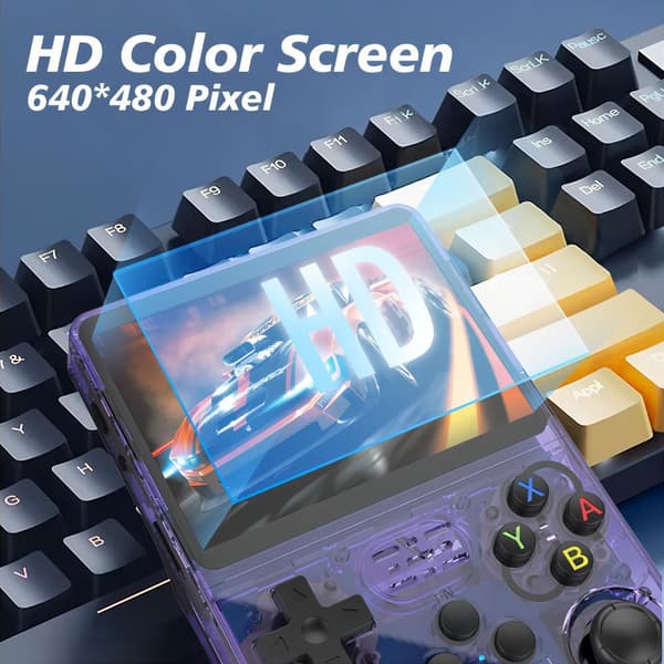 (sort) R36s Retro Håndholdt Videospilkonsol Linux System 3,5 Tommer Ips Skærm Bærbar Lomme Videoafspiller 64g