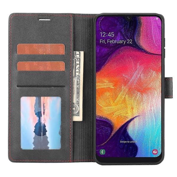 För Samsung Galaxy A70 Classic Wallet Flip Läder Phone Case