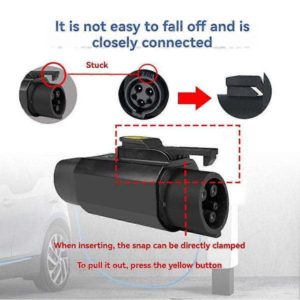 Type 2 til Type 1/J1772 EV-adapter, 32A EV-ladekabeladapteroplader til elbilkonverter bilopladeradapter Black
