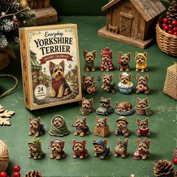 24-dages jule-adventskalender til hunde, 2D akryl hvalpefigurer julepynt
