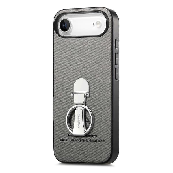 Kompatibel med iPhone 17 Air Fodral Vikbart Stöd Twill Textur Läder Baksida