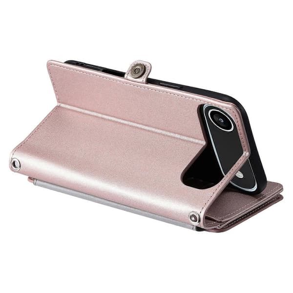 För iPhone 17 Air Fodral TPU PU Läder Plånboksfodral med handledsrem