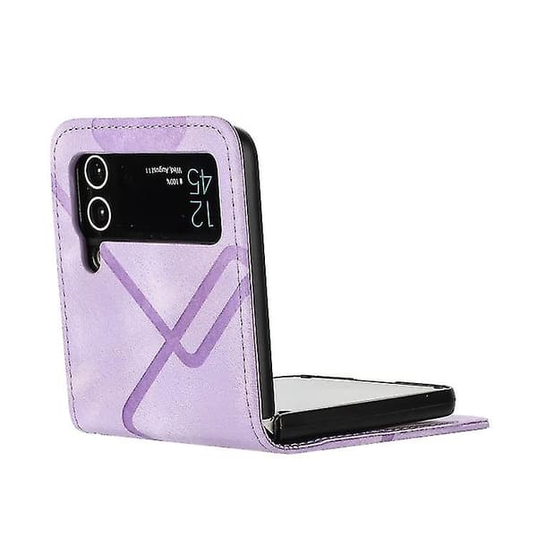 Til Samsung Galaxy Z Flip3 Line Pattern Skin Feel Leather Phone Case