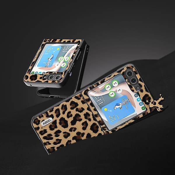 För Samsung Galaxy Z Flip5 Abeel Black Edge Leopard Mobilskal