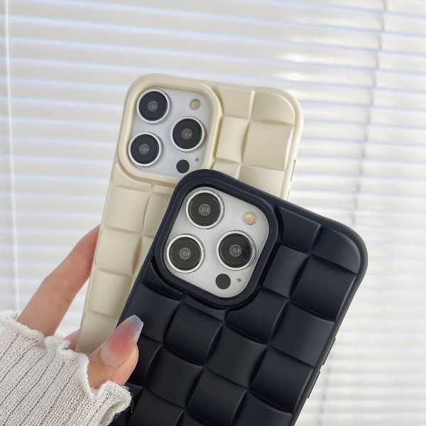 Vævet tekstur hudfølelse telefoncover til iPhone 13 Pro Max Sølv