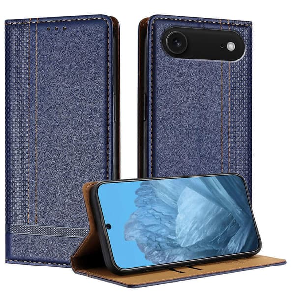 Compatible For iPhone 17 Air Case L-Shape Grid Pattern Leather Stand Phone Cover With Card Slots
