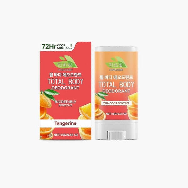 Mandarinkroppsdeodorant - Solid helkroppsdeodorantstift - 72 timers luktkontroll - Aluminiumfri, bakepulverfri og hudvennlig