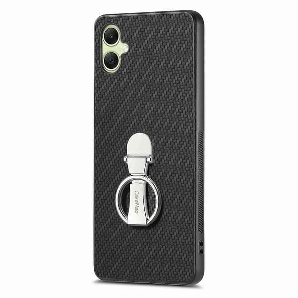 CASENEO C1-19 för Samsung Galaxy A06 Mobilskal Vikbart Ställ Läder Baksida Kolfibertextur (Svart)