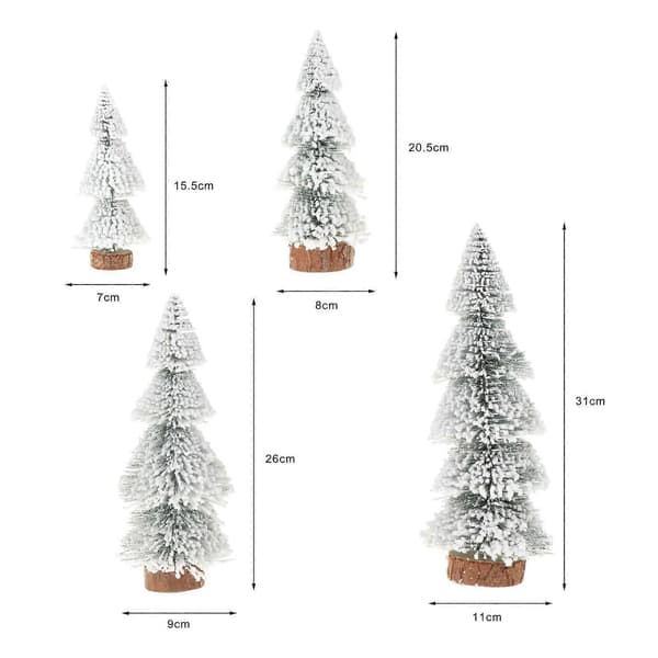 Rustikt kunstig juletre til bordet for peis, kontor, butikk og utstilling, 4 stk.