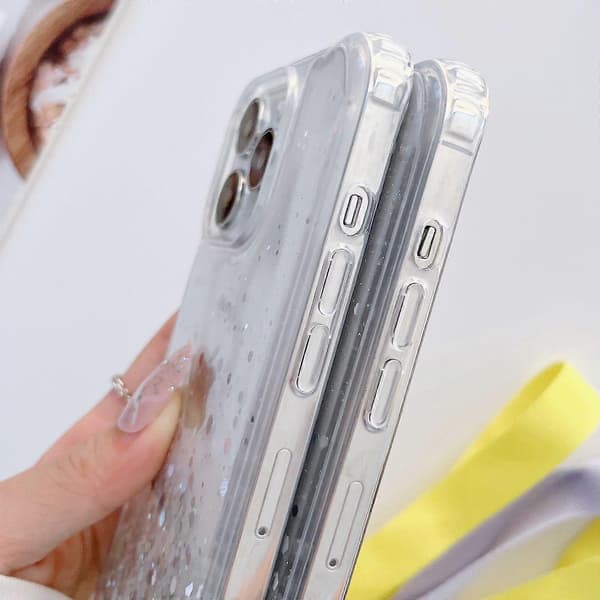 Glitter Epoxy Gennemsigtigt Telefoncover til iPhone 13 mini