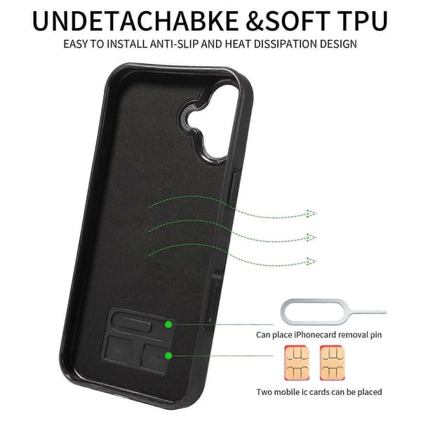 Ihon tuntuinen korttilaukkukotelo iPhone 16 Plus -puhelimelle