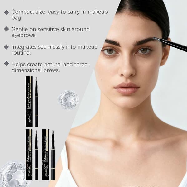 Eyebrow Pencil, Double-Sided Precision Waterproof Brow Pen, Not Tested on Animals, 2g