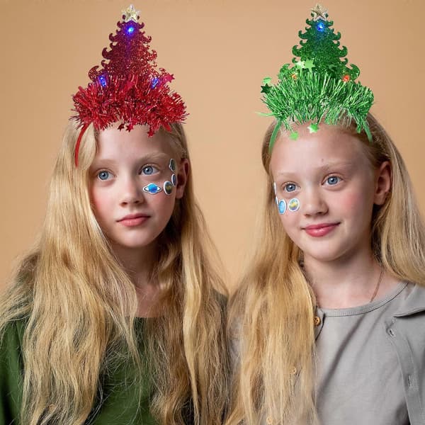 LED juletilhodebånd juletre-hodebånd julehårbøyle blinkende tre-hodebånd hodeplagg for kvinner og jenter