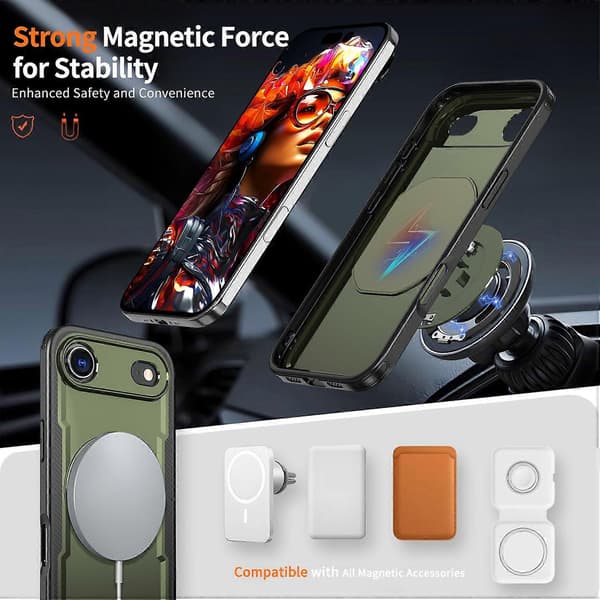 Til iPhone 17 Air-deksel kompatibelt med MagSafe TPU PC-stativ telefondeksel