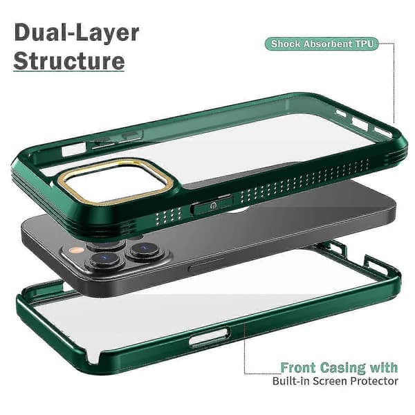 HD Clear Case för iPhone 13 6,7 tum, stötsäker, stöd för trådlös laddning, fallskydd