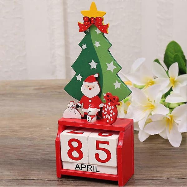 Jule-adventskalender i træ til dekoration, 2 stk. i assorterede farver