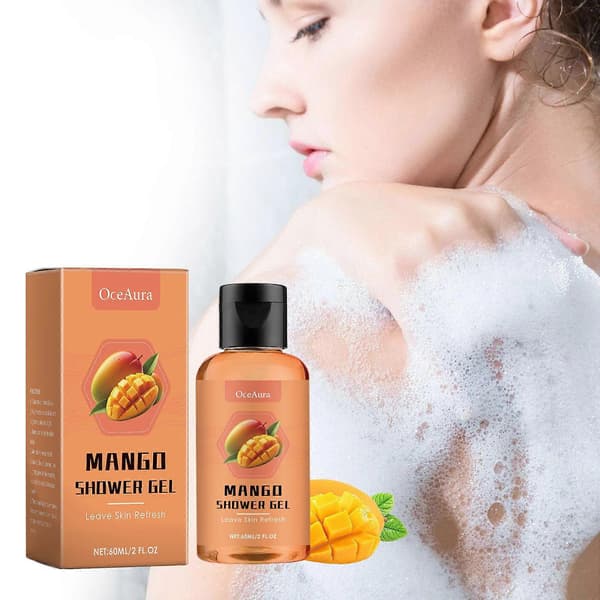 Mango kroppsvask, skånsom rens, fukter, lysner, oljekontroll, frisk hud, 60ml