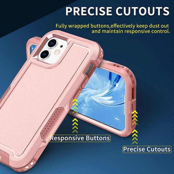 Til iPhone 12 3 i 1 PC + TPU stødabsorberende telefoncover (pink)