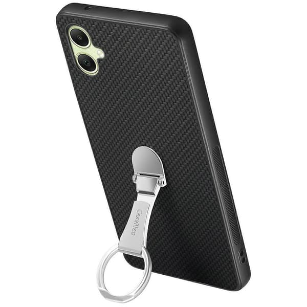 CASENEO C1-19 för Samsung Galaxy A06 Mobilskal Vikbart Ställ Läder Baksida Kolfibertextur (Svart)