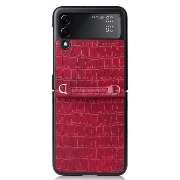 För Samsung Galaxy Z Flip3 5G Siamesisk Bambu Textur Telefonfodral med Snodd