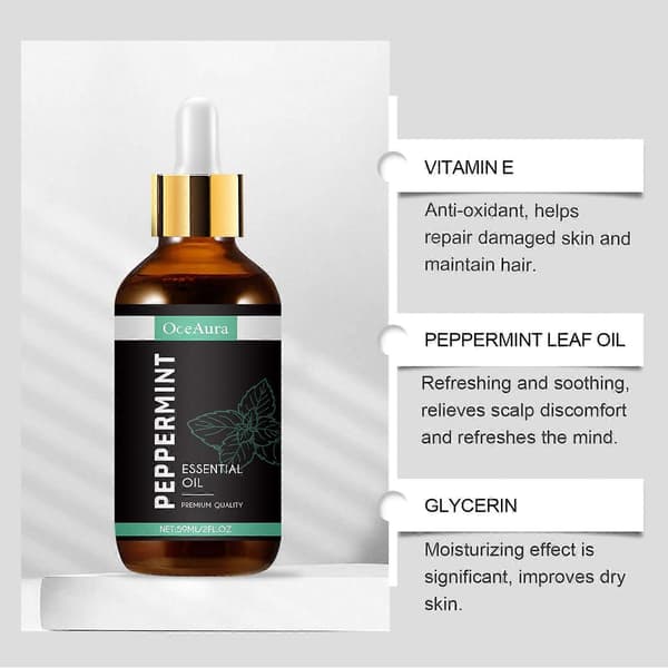 Aromaterapi peppermynte eterisk olje, høykvalitets peppermynteolje eterisk olje for diffuser, hårpleie, hudpleie, såpe og lysstøping