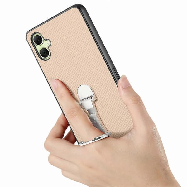 CASENEO C1-19 för Samsung Galaxy A06 Mobilskal Vikbart Ställ Läder Baksida Kolfibertextur (Svart)