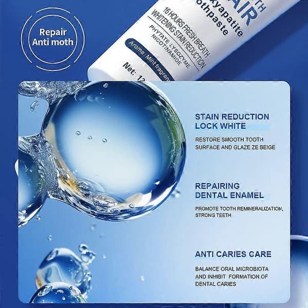 Hydroxyapatite Toothpaste for Advanced Enamel Protection, Gentle and Effective Formula, Fluoride-Free Toothpaste for Sensitive Teeth