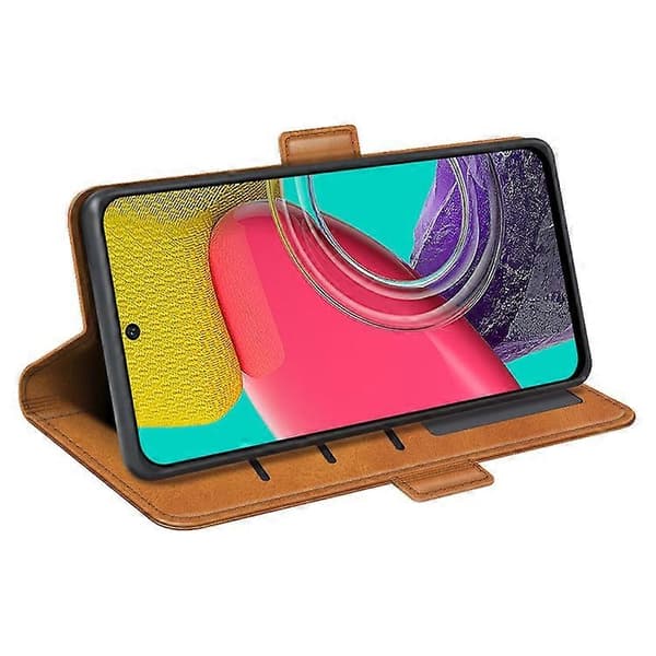 För Samsung Galaxy M53 Dubbelsidigt magnetiskt spänne läderfodral